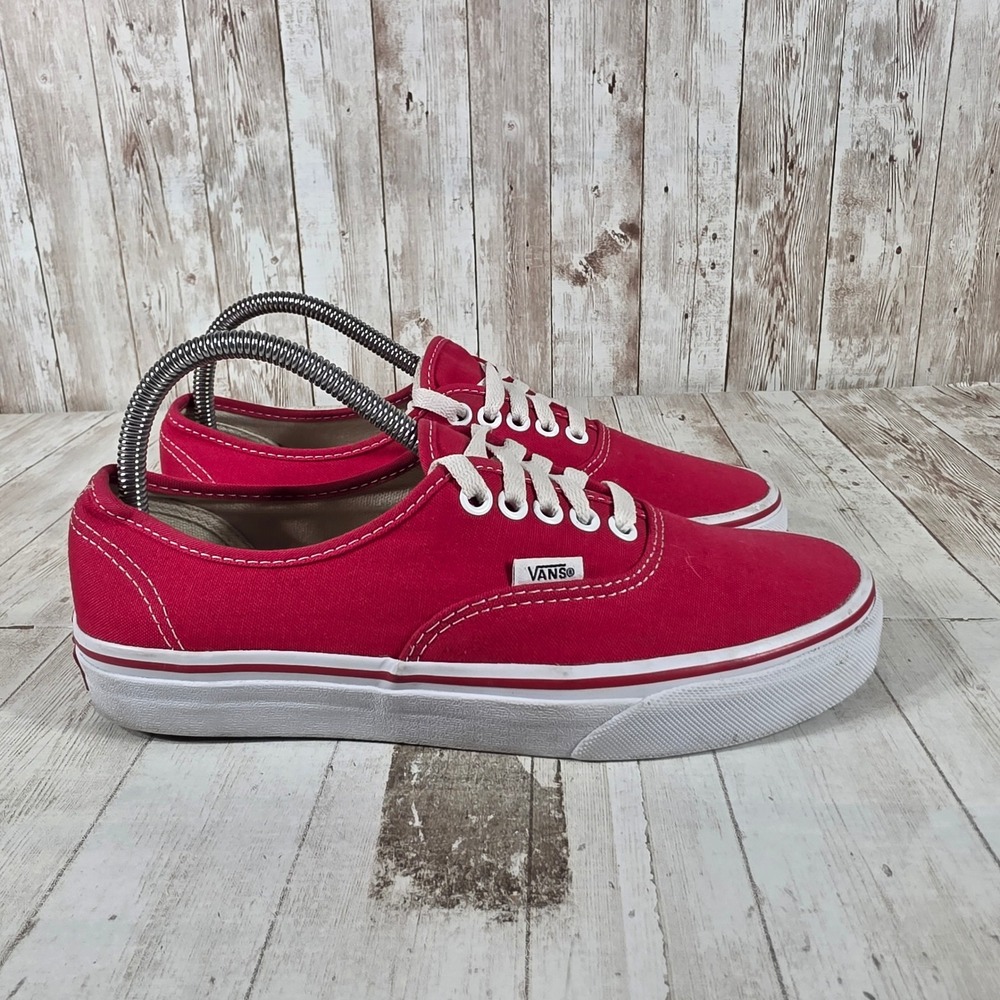 Vans Authentic Red Canvas Low Top Sneakers Womens 8.5 Mens 7 Skate Shoes